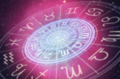 Astrological signs of the zodiac for the horoscope on the background of the starry sky. Illustration.<!-- NICAID(16061165) -->