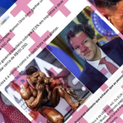 Diferentemente do que sugere uma publicação feita nas redes sociais, o governo brasileiro não vai cobrar 27,5% de imposto sobre o prêmio recebido pelo fisiculturista Ramon Dino após vencer o Mr. Olympia 2025, realizado nos Estados Unidos. <!-- NICAID(16151433) -->