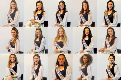 Embaixatrizes Festa da Uva 2024. Em ordem, Ana Carolina Pellicioli Catafesta, Eduarda Ruzzarin Menezes, Gabriela Letícia Boff, Gabriela Fabíola Isoton, Isadora Losekann Marcon, Laysa Bettiato Poloni, Letícia de Carvalho, Letícia Nunes, Lizandra Mello Chinali, Luana Zurlo Ávila, Luísa Trott Miola, Mahayana Torves Rodrigues, Raele Garbin, Thayse Oliveira Cabral e  Vanise Saciloto Camassola<!-- NICAID(15513719) -->