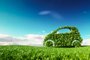 Eco friendly car development, clear ecology driving, no pollution and emmission transportation concept. 3d rendering of green car icon on fresh spring meadow with blue sky in background.15/01/2021- Carros elétricos, sustentabilidade, meio ambiente, ecologia  Foto:malp / stock.adobe.comFonte: 205896982<!-- NICAID(14691189) -->