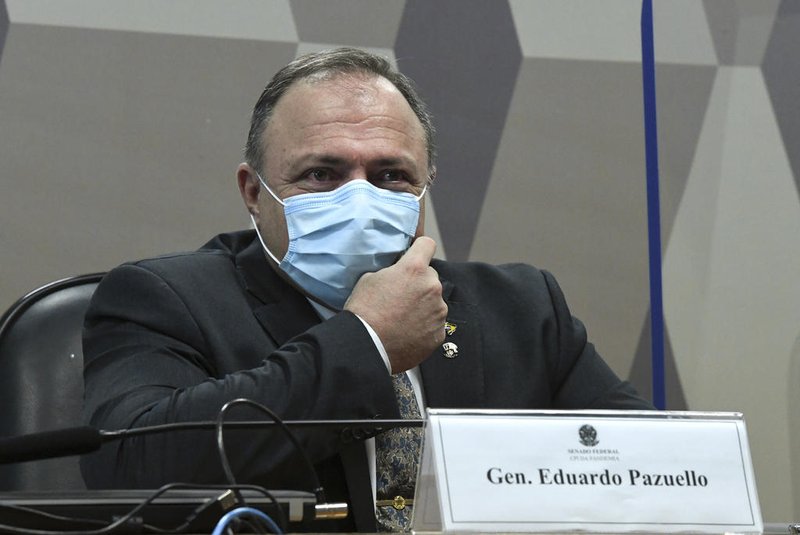 Comissão Parlamentar de Inquérito da Pandemia (CPIPANDEMIA) realiza continuação do depoimento do ex-ministro da Saúde.À mesa, em pronunciamento, ex-ministro da Saúde, general Eduardo Pazuello.<!-- NICAID(14788201) -->