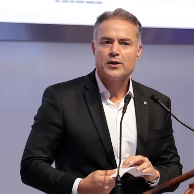 SÃ£o Paulo (SP), 23/10/2025 - Ministro dos Transportes, Renan Filho, participa do Lote 4 da B3, LeilÃ£o das Rodovias Integradas do ParanÃ¡. Foto: Paulo Pinto/AgÃªncia Brasil<!-- NICAID(16181224) -->