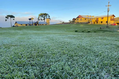 São José dos Ausentes tem a temperatura mínima do RS neste ano, com 2,8ºC nesta sexta-feira, 1 de abril. Na foto, geada no Cânion Montenegro<!-- NICAID(15057067) -->
