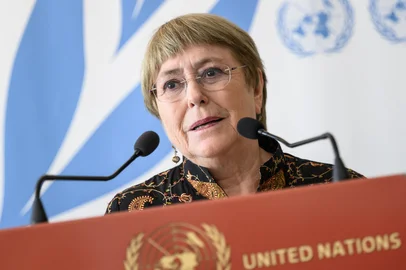 United Nations High Commissioner for Human Rights Michelle Bachelet addresses the press on the opening day of the 50th session of the UN Human Rights Council, in Geneva on June 13, 2022. UN rights chief Michelle Bachelet announced that she will not seek a second term, ending months of speculation about her intentions and amid growing criticism of her lax stance on rights abuses in China. (Photo by Fabrice COFFRINI / AFP)Editoria: POLLocal: GenevaIndexador: FABRICE COFFRINISecao: diplomacyFonte: AFPFotógrafo: STF<!-- NICAID(15989337) -->