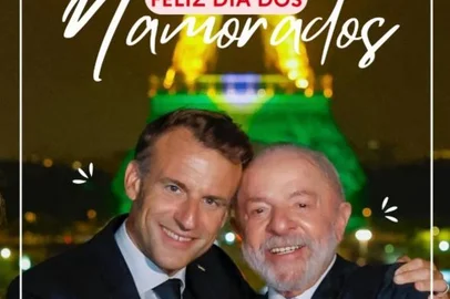 Imagem de Macron e Lula de dia dos Namorados<!-- NICAID(16058355) -->