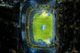 Buenos Aires, Argentina; May 28, 2023: Night aerial photo of Boca Juniors Stadium. Football stadium from Argentina. "The Bombonera". Zenith view.Fonte: 643086818<!-- NICAID(15737971) -->