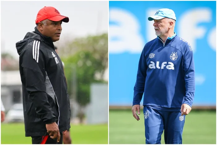 Montagem sobre fotos de Ricardo Duarte e Lucas Uebel / Inter, Divulgação / Grêmio, Divulgação