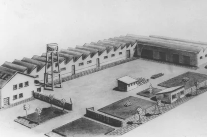O ano de 2024 será farto em ações alusivas aos 70 anos da Fras-le, fundada pelo empresário Francisco Stedile em 1954 sob a denominação Fran-le e, desde 1996, controlada pela Randoncorp. A partir do mote ‘Essa Marca faz História’, a empresa planeja uma série de ações comemorativas para clientes, investidores, colaboradores, fornecedores e todos os públicos impactados pela marca em sete décadas de atuação.Na foto: croqui do complexo da empresa em 1954, na Rua Treze de Maio<!-- NICAID(15710140) -->