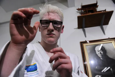 CAXIAS DO SUL, RS, BRASIL, 30/10/2019 - O judoca albino Marcelo Casanova conquistou vaga no circuito europeu de Judo em 2020. Casanova é atleta do Recreio da Juventude. (Marcelo Casagrande/Agência RBS)<!-- NICAID(14309270) -->