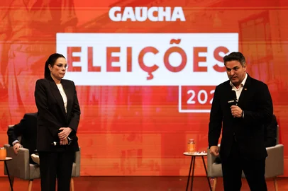PORTO ALEGRE, RS, BRASIL, 06-08-2026: Debate com os principais candidatos ao governo do Rio Grande do Sul promovido pela Rádio Gaúcha no Teatro da Pucrs. Participam Gabriel Souza (MDB), Juliana Brizola (PDT), Luciano Zucco (PL) e Marcelo Maranata (PSDB). Evento dá início à cobertura oficial do pleito estadual de 2026. Foto: Renan Mattos/ Grupo RBS<!-- NICAID(16341091) -->