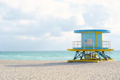 Beach and Lifeguard Tower in South Beach, Miami<!-- NICAID(15959034) -->