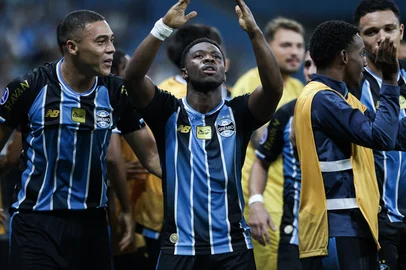 PORTO ALEGRE, RS, BRASIL, 14-04-2026 Grêmio vs Deportivo Riestra. Duelo válido pela fase de grupos da Copa Sul-Americana 2026. Foto: Renan Mattos/Agência RBS<!-- NICAID(16266009) -->