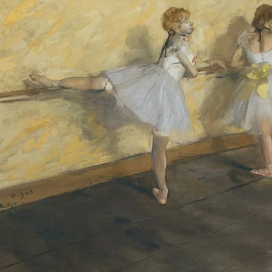 Dançarinas praticando no Barra, de Edgar Degas, em 1877. No MET, em NY.<!-- NICAID(15678799) -->