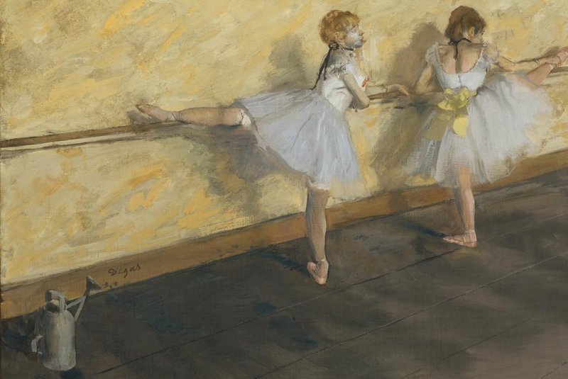 Dançarinas praticando no Barra, de Edgar Degas, em 1877. No MET, em NY.<!-- NICAID(15678799) -->