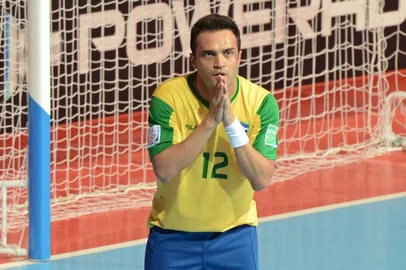 Falcao of Brazil gestures after scoring a goal against Argentina during the quarter-finals match of the FIFA Futsal World Cup 2012 in Bangkok on November 14, 2012. AFP PHOTO/PORNCHAI KITTIWONGSAKUL<!-- NICAID(8812251) -->
