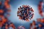 3D illustration of corona virus coronavirus COVID-2019 in microscopeFonte: 330524737<!-- NICAID(15163846) -->