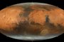 Mapa com a perspectiva luminosa mais real de Marte foi montado a partir da união de mais de 3 mil imagens obtidas com a sonda Hope, da Agência Espacial dos Emirados Árabes Unidos (UAE Space Agency).<!-- NICAID(15405533) -->
