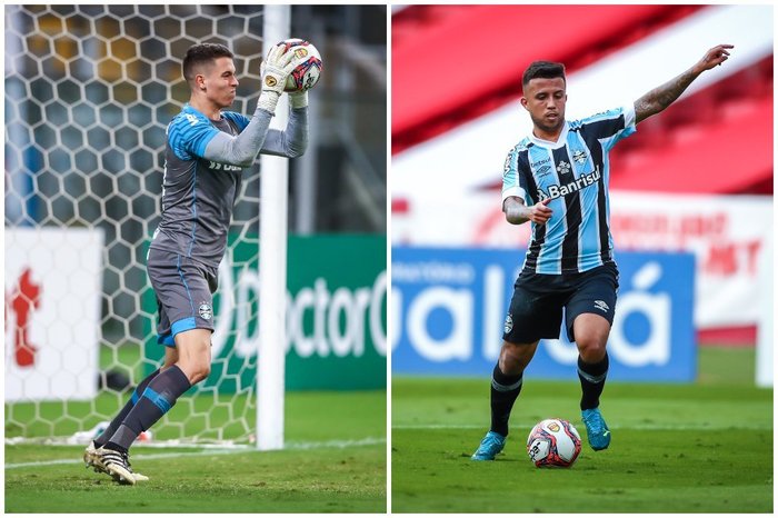 Montagem sobre fotos de Lucas Uebel/Grêmio / Divulgação Montagem sobre fotos de Lucas Uebel/Grêmio / Divulgação