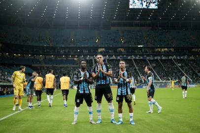 PORTO ALEGRE, RS, BRASIL, 14-04-2026 Grêmio vs Deportivo Riestra. Duelo válido pela fase de grupos da Copa Sul-Americana 2026. Foto: Renan Mattos/Agência RBS<!-- NICAID(16266023) -->