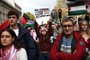 People take part in a 'March For Palestine', in London on October 21, 2023, to "demand an end to the war on Gaza". The UK has pledged its support for Israel following the bloody attacks by Hamas, which killed more than 1,400 people, and has announced that humanitarian aid to the Palestinians will be increased by a third -- an extra £10 million pounds ($12 million). Israel is relentlessly bombing the small, crowded territory of Gaza, where more than 3,400 people have been killed, most of them Palestinian civilians, according to the local authorities. (Photo by HENRY NICHOLLS / AFP)Editoria: WARLocal: LondonIndexador: HENRY NICHOLLSSecao: religious conflictFonte: AFPFotógrafo: STR<!-- NICAID(15575807) -->