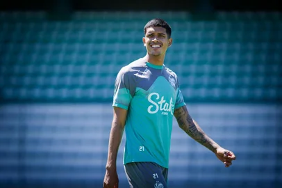Juventude encerra preparação para jogo diante do Paysandu pela segunda fase da Copa do Brasil. Na foto, atacante Lucas Barbosa.<!-- NICAID(15703021) -->