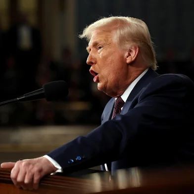WASHINGTON, DC - MARCH 04: U.S. President Donald Trump addresses a joint session of Congress at the U.S. Capitol on March 04, 2025 in Washington, DC. President Trump was expected to address Congress on his early achievements of his presidency and his upcoming legislative agenda.   Win McNamee/Getty Images/AFP (Photo by WIN MCNAMEE / GETTY IMAGES NORTH AMERICA / Getty Images via AFP)<!-- NICAID(15988890) -->