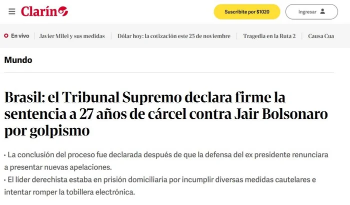 Clarin / Reprodução