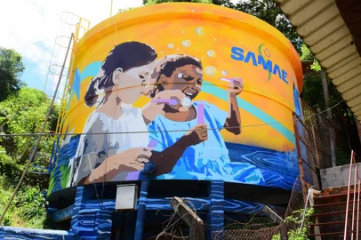 Artistas caxienses colorem reservatórios d'água em Caxias do Sul no bairro Villa Lobos.Iniciativa é do Atelier Gustavo Gomes em parceria com o Samae.<!-- NICAID(15642803) -->