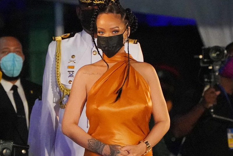 BRIDGETOWN, BARBADOS - NOVEMBER 30: Rihanna attends the Presidential Inauguration Ceremony at Heroes Square on November 30, 2021 in Bridgetown, Barbados. The Prince of Wales arrived in the country ahead of its transition to a republic within the Commonwealth. This week, it formally removes Queen Elizabeth as its head of state and the current governor-general, Dame Sandra Mason, will be sworn in as president.   Jonathan Brady - Pool/Getty Images/AFP (Photo by POOL / GETTY IMAGES NORTH AMERICA / Getty Images via AFP)<!-- NICAID(14955057) -->