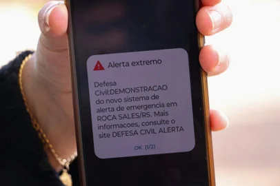 Celular exibe alerta de evento extremo emitido pela Defesa Civil. Nova ferramenta estará disponível para uso em 4 de dezembro.<!-- NICAID(15918735) -->