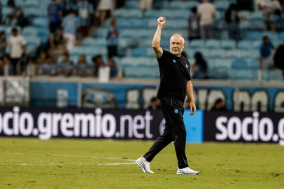 04.05.2025, PORTO ALEGRE, RS, Brasil:Grêmio x Santos, sétima rodada do Brasileirão 2025. Fotos: Duda Fortes/Agencia RBSIndexador: Andre Avila<!-- NICAID(16029696) -->