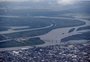 Os estádios da dupla Grenal vistos de um avião da Força Aérea Brasileira
