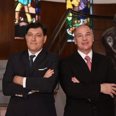 Gelson Rech é eleito o novo reitor da Universidade de Caxias do Sul. Na foto, Rech e o vice-reitor (D) Asdrubal Falavigna <!-- NICAID(14998497) -->