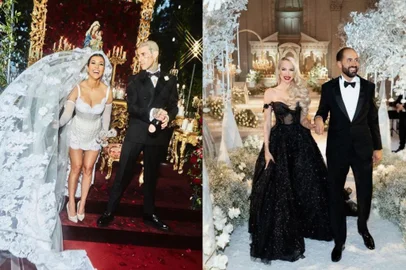 Seis noivas famosas que usaram vestidos fora do tradicional no dia do casamento<!-- NICAID(15430847) -->