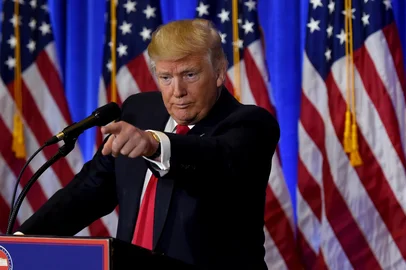 Donald Trump Holds Meetings At Trump TowerNEW YORK, NY - JANUARY 11: President-elect Donald Trump speaks at a news cenference at Trump Tower on January 11, 2017 in New York City. This is Trump's first official news conference since the November elections. Spencer Platt/Getty Images/AFP SPENCER PLATT / GETTY IMAGES NORTH AMERICA / AFPEditoria: POLLocal: New YorkIndexador: TIMOTHY A. CLARYSecao: politics (general)Fonte: AFPFotógrafo: STF<!-- NICAID(12670591) -->