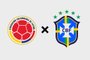 escudos, montagem, futebol, eliminatórias, seleção brasileira, colômbia