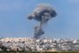 This picture taken from Israel's southern city of Sderot shows a smoke plume erupting during Israeli bombardment in the northern Gaza Strip on October 19, 2023, amid ongoing battles between Israel and the Palestinian group Hamas. Thousands of people, both Israeli and Palestinians have died since October 7, 2023, when Palestinian Hamas militants in the Gaza Strip entered southern Israel in a surprise attack leading Israel to declare war on Hamas in Gaza on October 8. (Photo by Jack Guez / AFP)<!-- NICAID(15573051) -->