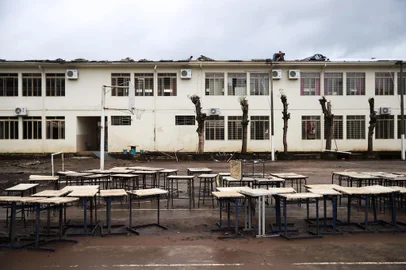 Muçum, RS, Brasil - 27/09/2023 - Desafios para retomada das aulas em escolas da região do Vale do Taquari atingidas pela enchente. Na foto: Escola Estadual de Ensino Médio General Souza Doca, em Muçum. (Foto: Anselmo Cunha/Agência RBS)<!-- NICAID(15554228) -->