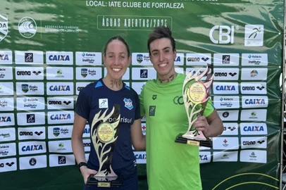 CBDA / Divulgação Cibelle Jungblut e Leonardo Macedo , natação