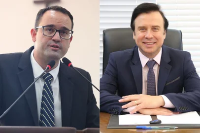 Prefeito de Bento Gonçalves, Diogo Siqueira, e prefeito de Farroupilha, Fabiano Feltrin<!-- NICAID(15239599) -->