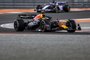 Red Bull Racing's Dutch driver Max Verstappen (foreground) drives ahead of Alpine's French driver Esteban Ocon during the first practice session ahead of the Qatari Formula One Grand Prix at the Losail International Circuit, in the city of Lusail, on the outskirts of Doha on October 6, 2023. (Photo by KARIM JAAFAR / AFP)Editoria: SPOLocal: LusailIndexador: KARIM JAAFARSecao: world championshipFonte: AFPFotógrafo: STR<!-- NICAID(15562233) -->
