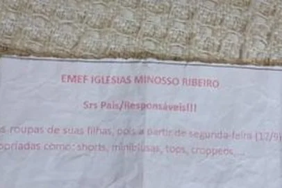 Bilhete enviado pela escola
