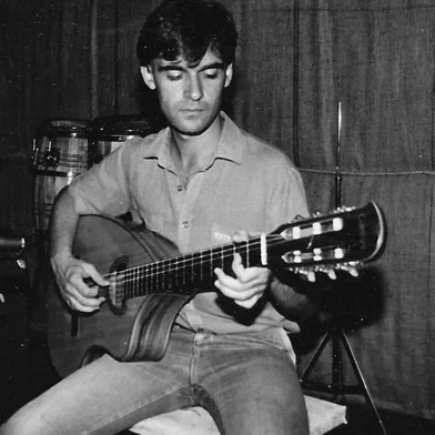 Roberto Niederauer, músico caxiense, gravando LP, em 1986<!-- NICAID(15367783) -->