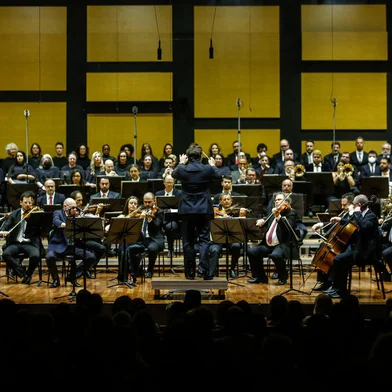 Orquestra Sinfônica de Porto Alegre realiza concerto de Natal na casa da Ospa (junto ao Centro Administrativo do Estado). O maestro e diretor artístico da Ospa, Evandro Matté, comanda o concerto de encerramento da Temporada 2022 da orquestra.<!-- NICAID(15298738) -->