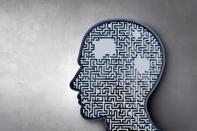 Concept of memory loss and dementia disease and losing brain function memories as an alzheimers health symbol of neurology and lost memories mental problems as a 3D illustration render.Fonte: 385346676<!-- NICAID(15211356) -->