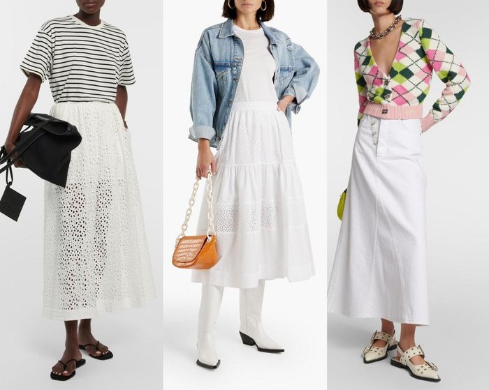Mytheresa e Toteme / Outnet e Derek Lam / Mytheresa e Ganni / Divulgação
