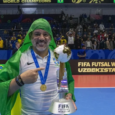 Marquinhos Xavier, técnico da Seleção Brasileira de futsal, campeão da Copa do Mundo, no Uzbequistão.<!-- NICAID(15892759) -->