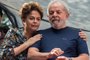 Brazilian former president (2011-2016) Dilma Rousseff (L) embraces Brazilian ex-president (2003-2011) Luiz Inacio Lula da Silva (R) during a Catholic Mass in memory of Lula's late wife Marisa Leticia, at the metalworkers' union building in Sao Bernardo do Campo, in metropolitan Sao Paulo, Brazil, on April 7, 2018.Brazil's election frontrunner and controversial leftist icon said Saturday that he will comply with an arrest warrant to start a 12-year sentence for corruption. "I will comply with their warrant," he told a crowd of supporters. / AFP PHOTO / NELSON ALMEIDAEditoria: WARLocal: São Bernardo do CampoIndexador: NELSON ALMEIDASecao: crisisFonte: AFPFotógrafo: STF<!-- NICAID(13493408) -->