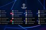 This photograph taken on August 25, 2022, shows a screen displaying the fixtures for the group stage of the UEFA Champions League football cup after the draw for the 2022/2023 UEFA Champions League football tournament in Istanbul. (Photo by OZAN KOSE / AFP)<!-- NICAID(15186583) -->