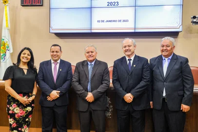 CAXIAS DO SUL, RS, BRASIL, 02/01/2023. Cerimônia de Posse da Mesa Diretora da Câmara de Vereadores de Caxias Do Sul - 2023 (Neimar De Cesero/Agência RBS)<!-- NICAID(15310326) -->